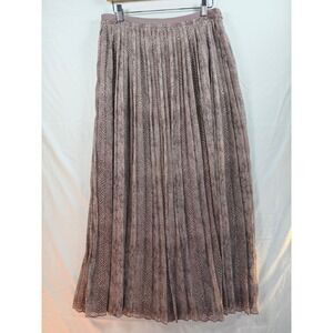 Banana Republic Taupe Snakeskin Print Pleated Maxi Skirt Side Zip Lined